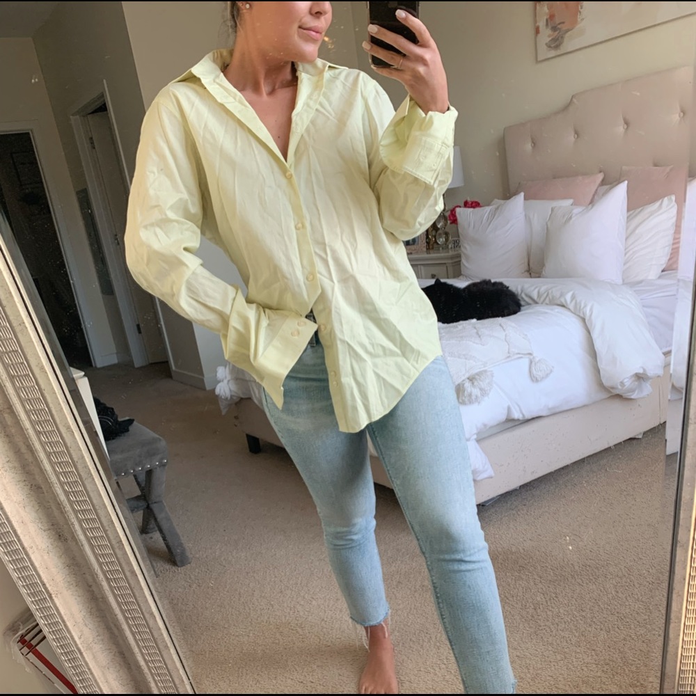 Lime Green Oversized Button Down Top - image 2